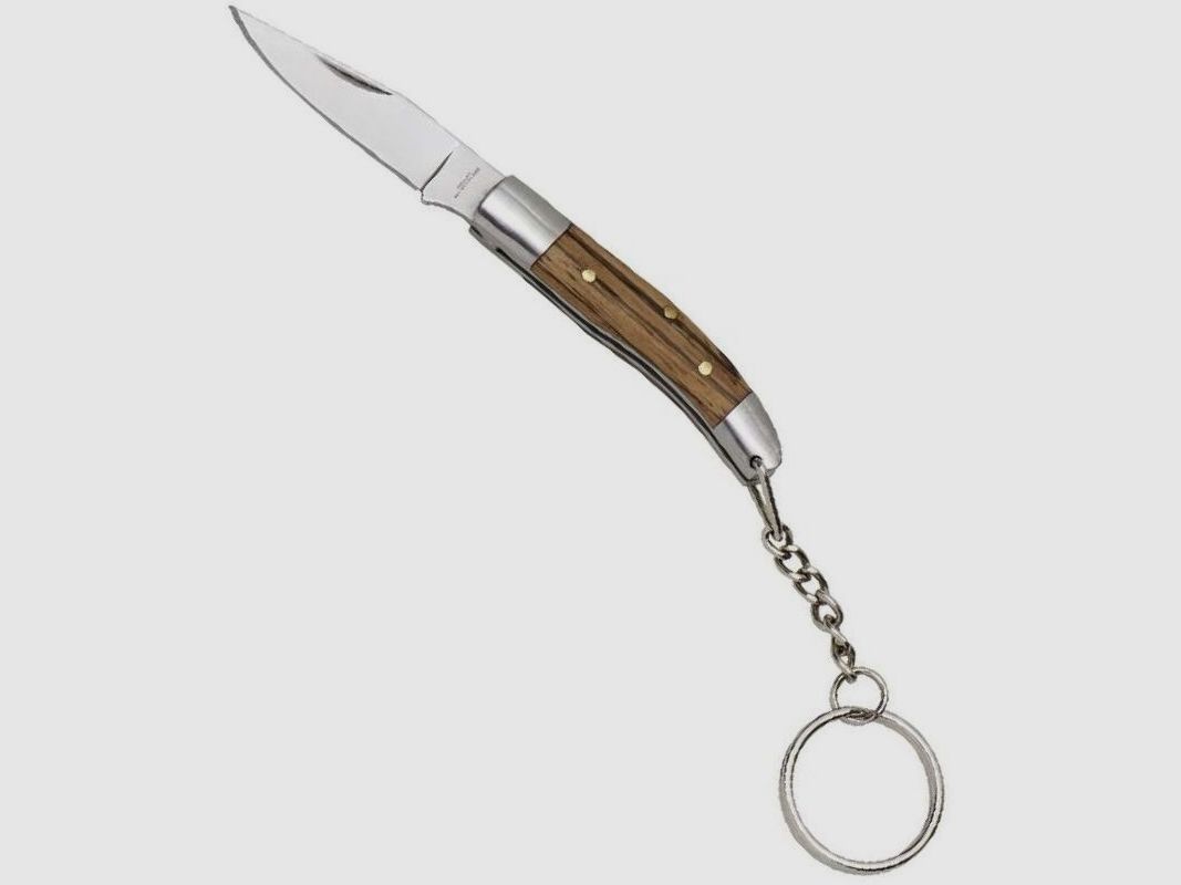 Mini zakmes zebra hout sleutelhanger §42a conform
