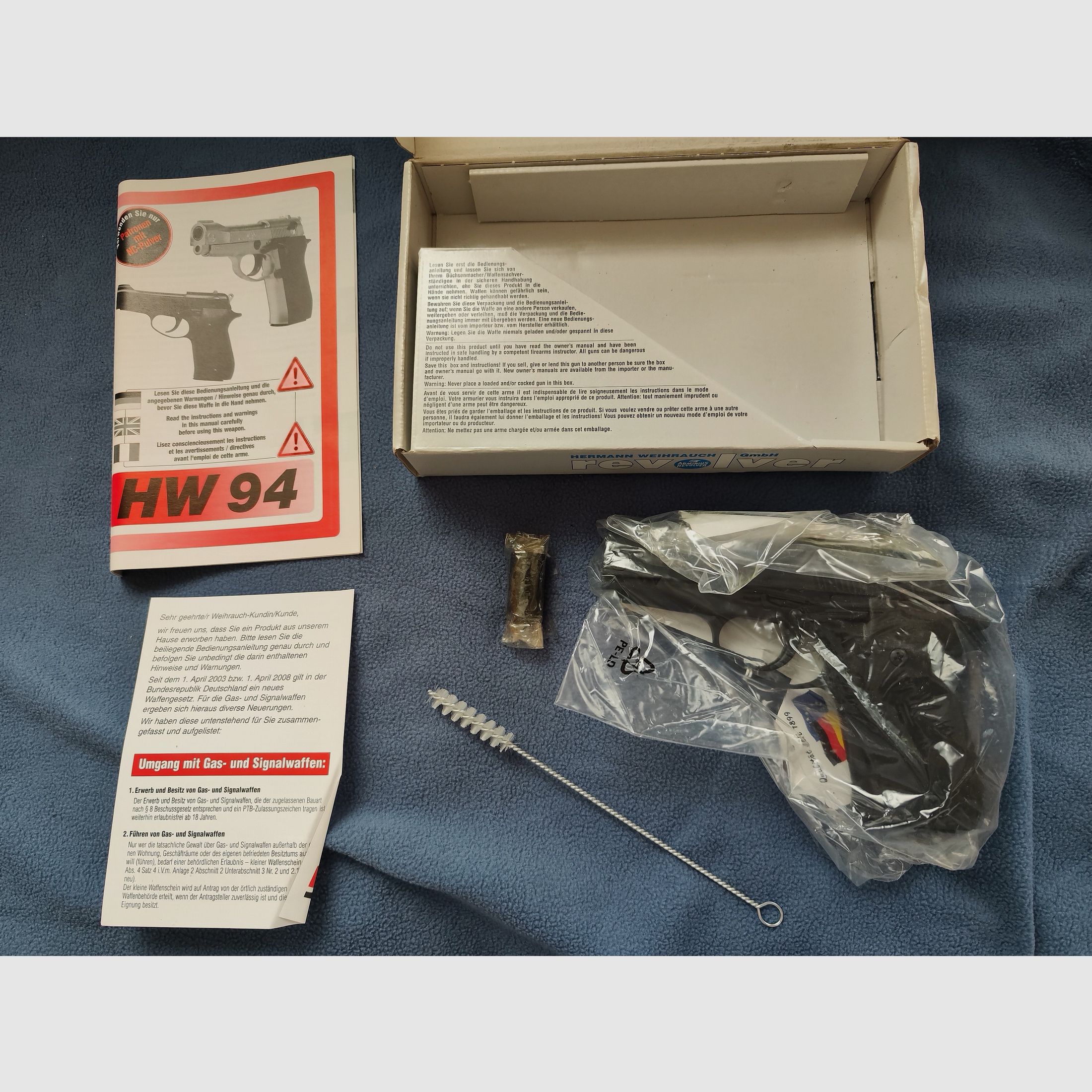 Weihrauch HW 94 kal. 9 mm R Knall NC blue Arminius revolver pistolet OVP