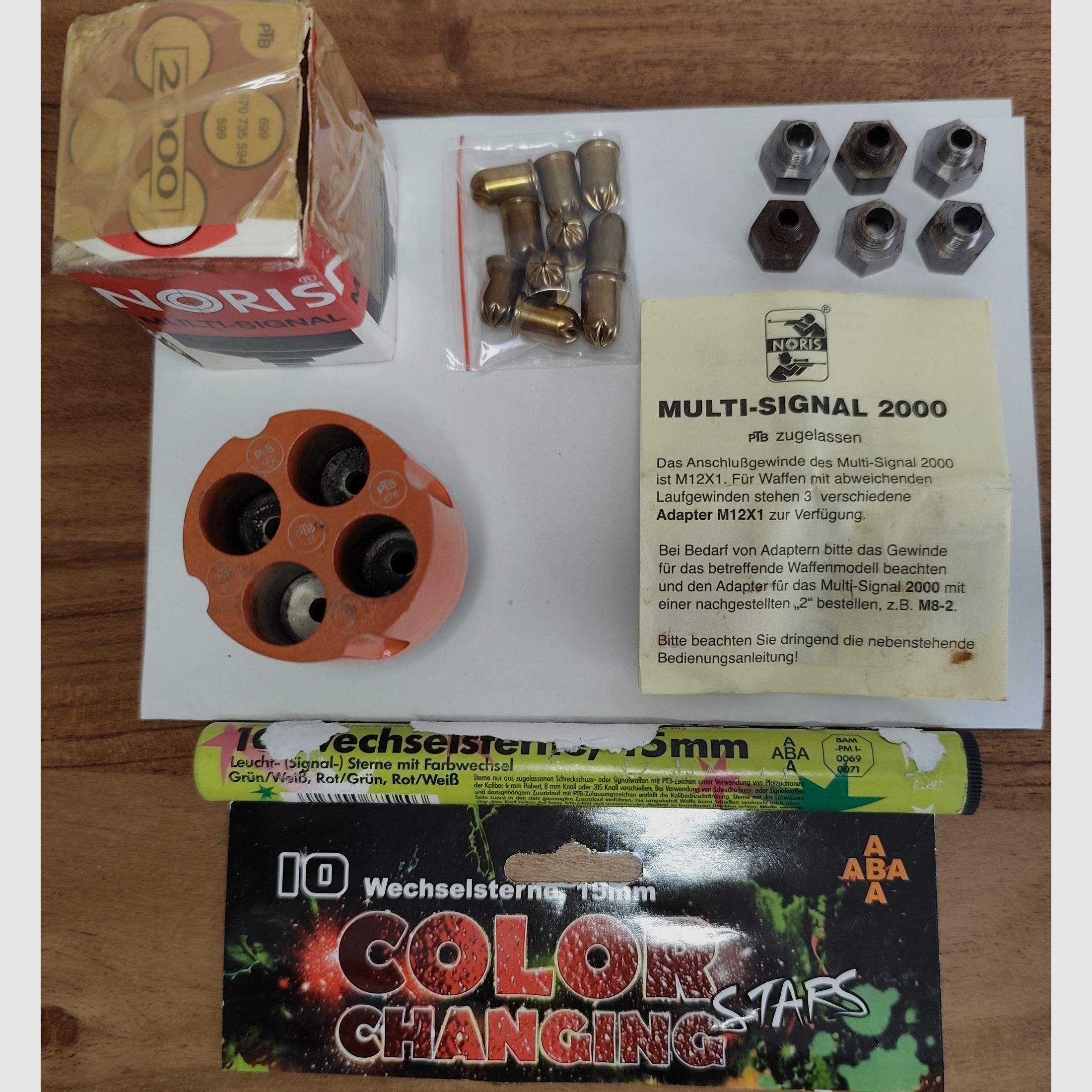 Noris Multi-Signal 2000 4er Abschussbecher mit 6 Adapter Munition & Leuchtkugeln