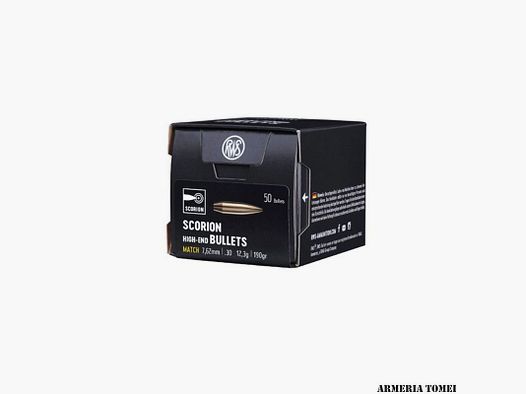 BULLES DE RECHARGE – RWS – SCORION 7,62mm | .30 • 12,3g | 190gr MATCH (50 PCS)