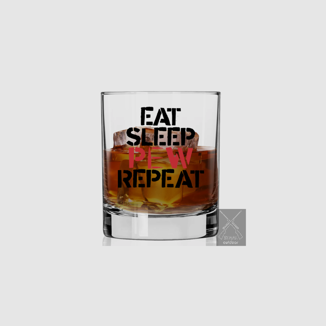 Szklanka do whisky „Eat Sleep Pew Repeat”