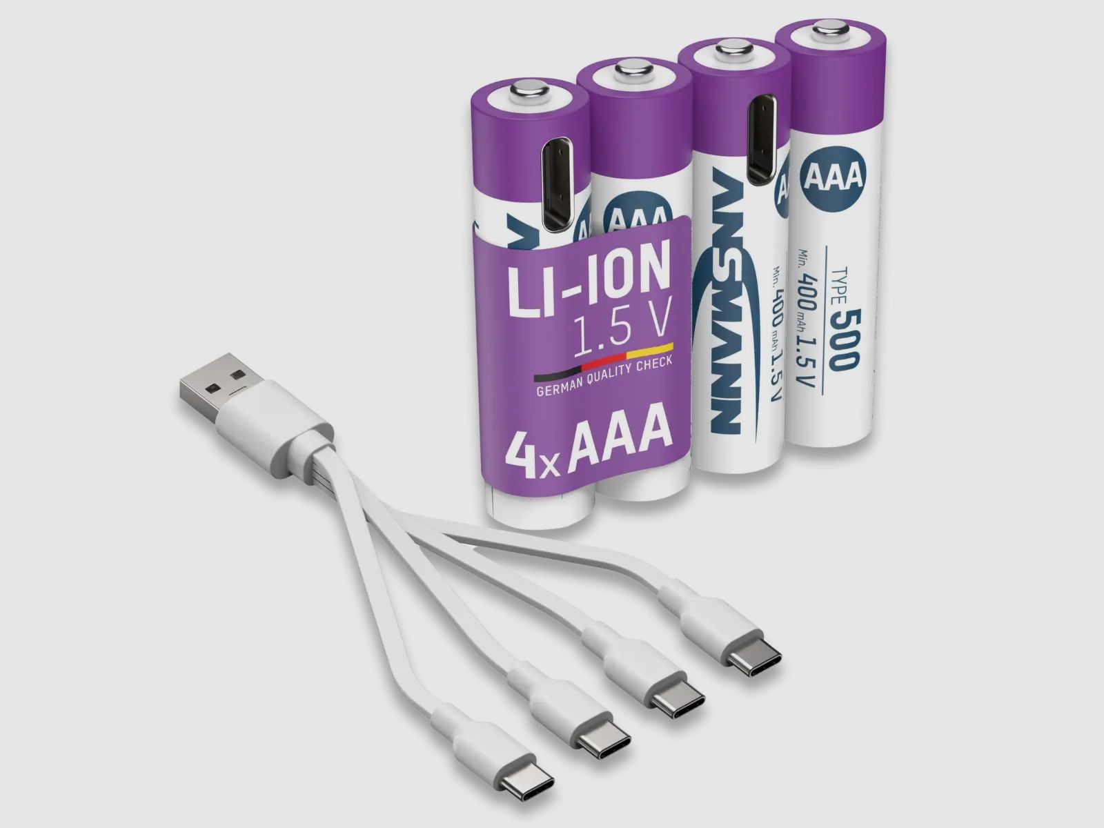 Ansmann Li-Ion batteries AAA 4-pack including charging cable