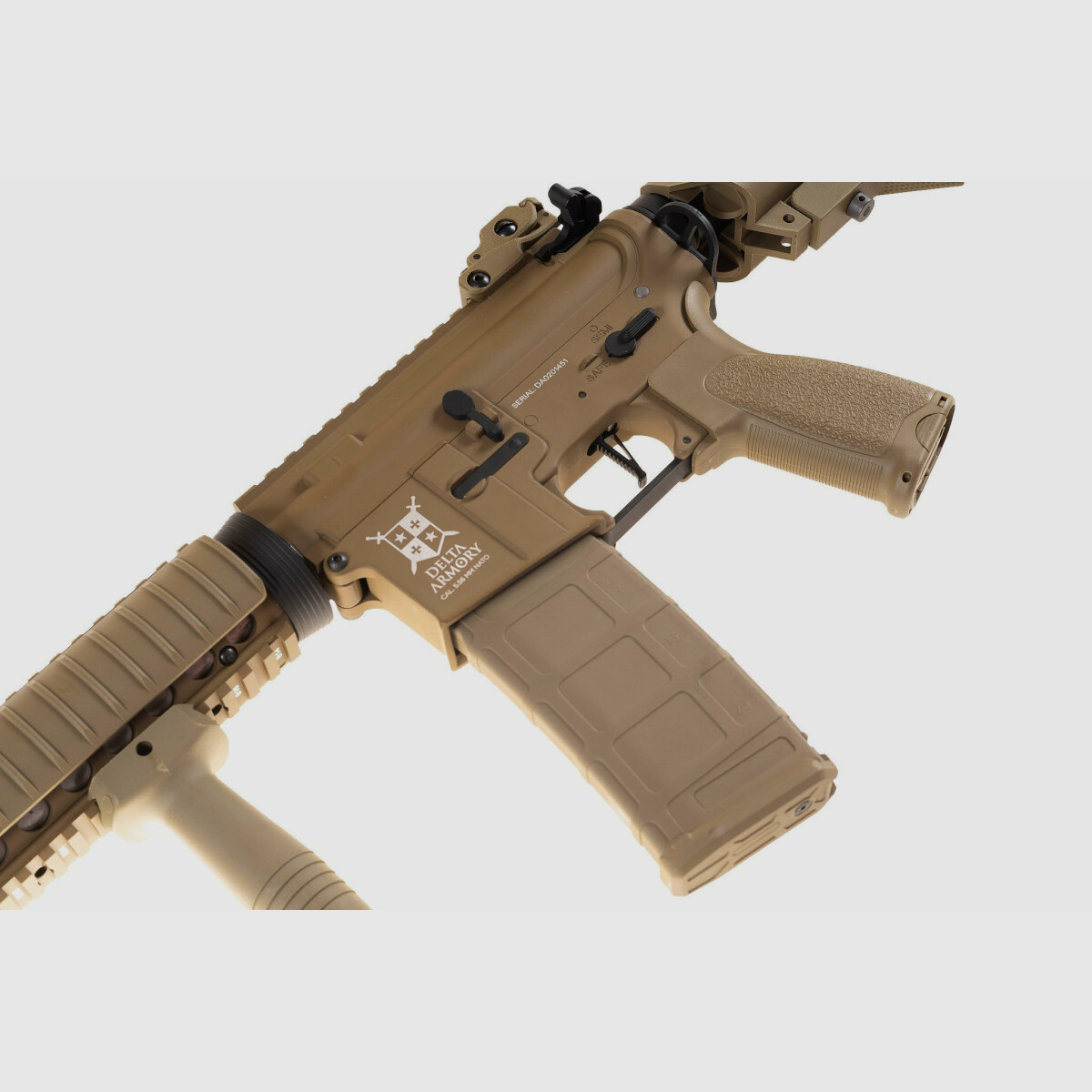 AR15 RIS ALPHA Full Metal in Tan S-AEG Airsoft free from 18 years - Delta Armory