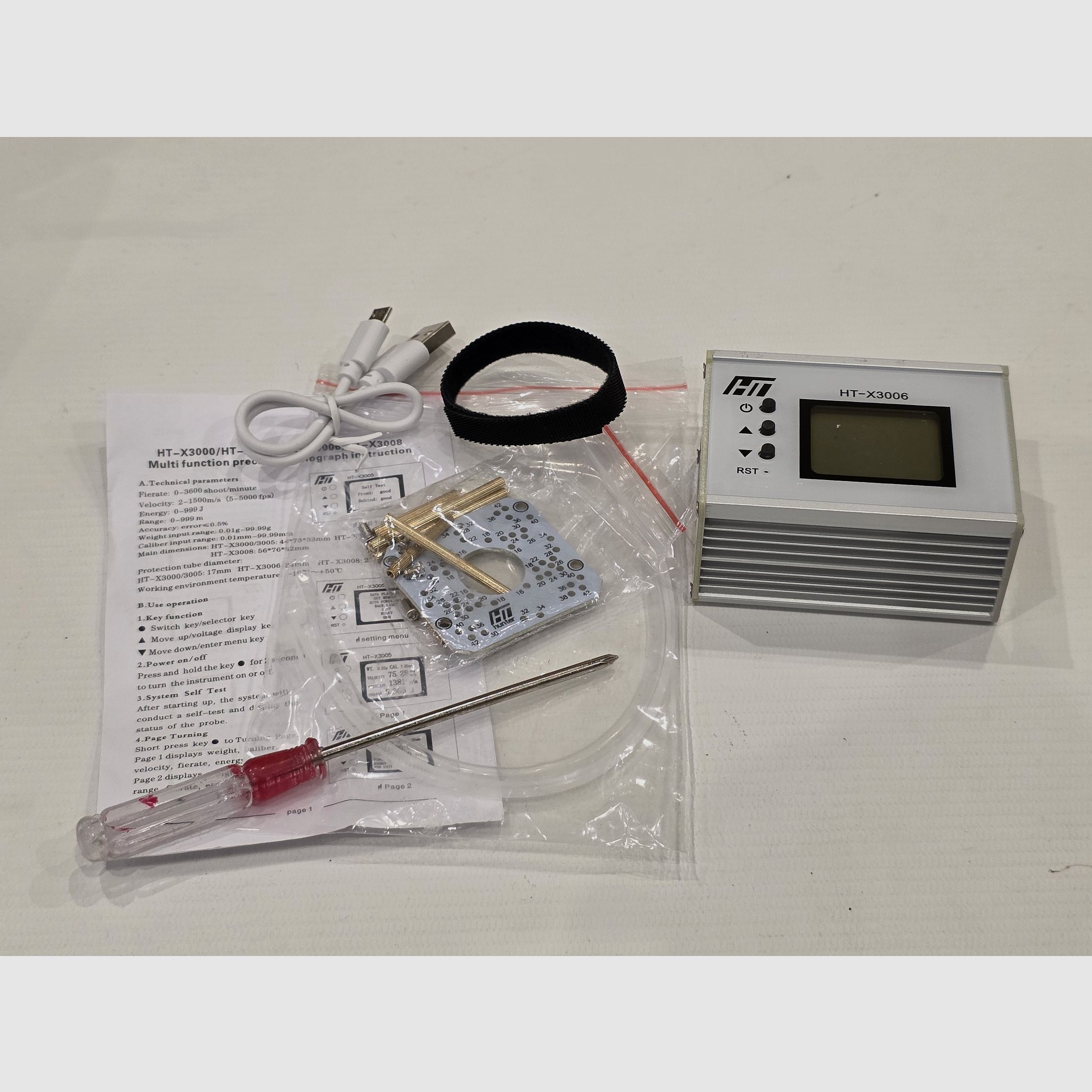 HT-X3006 Chronograph mit WiFi – Speed Meter / Geschwindigkeitsmesser Airsoft, Luftdruck PCP u.a.  ab 4,5mm und auch für .22 .30 .32 .35 .50 .68