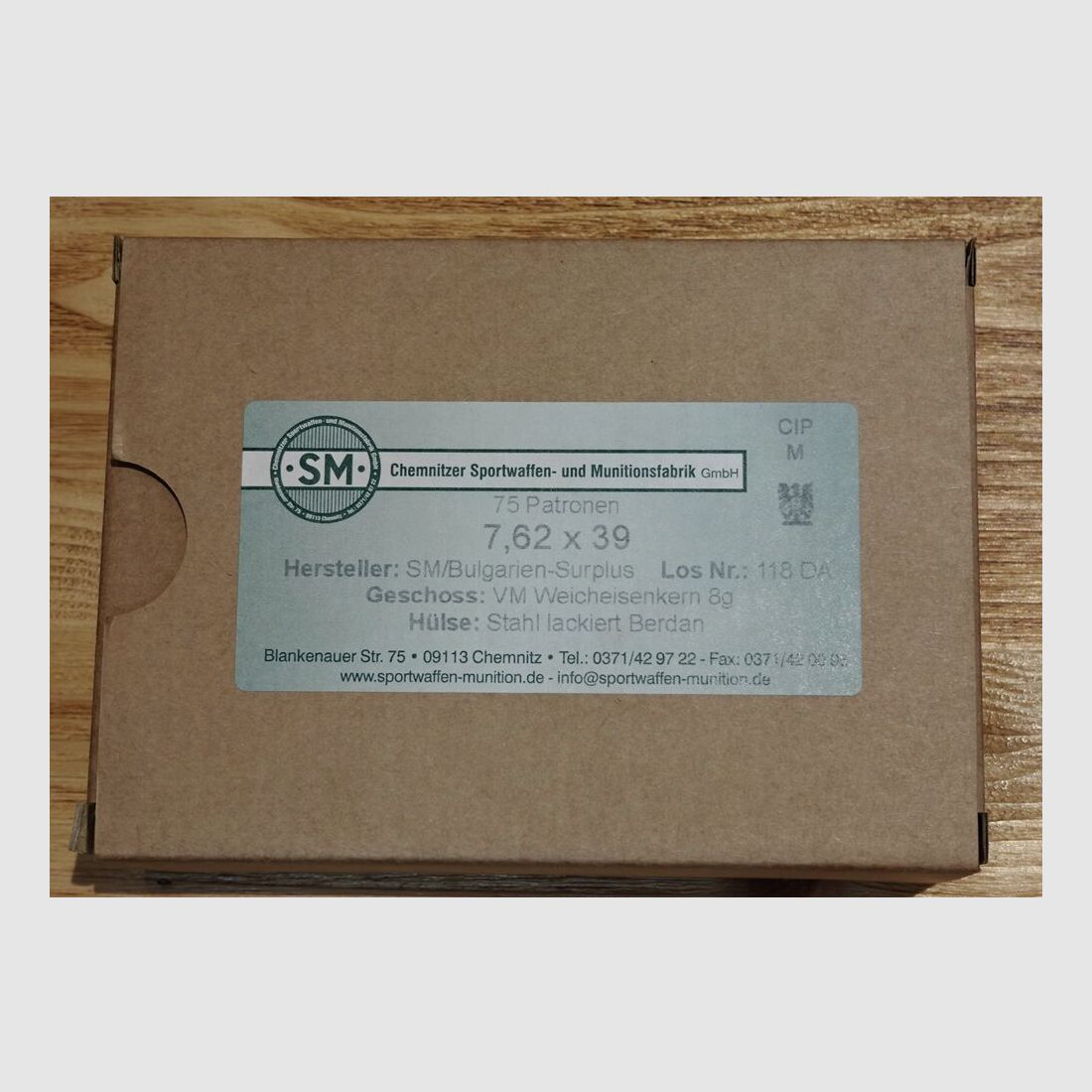 Chemnitzer Munitionsfabrik FMJ 8,0g placcato rame 75 pz.