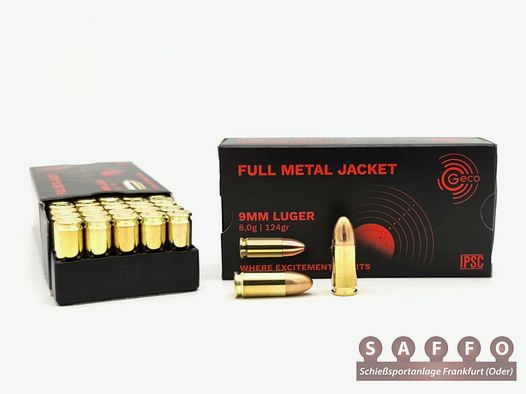 9mm Luger Geco UE 8,0g/124 grs. FMJ 1000 pièces
