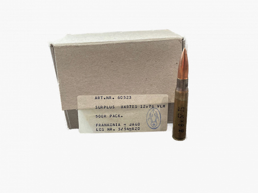 SURPLUS 8x57JS FMJ - 12,7 G./196GRS. - 50 STÜCK
