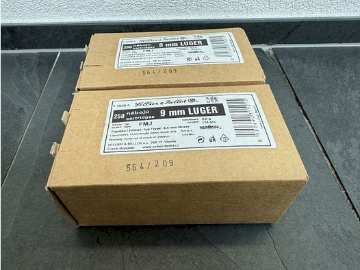 Sellier & Bellot 9 mm Luger, 124 grs FMJ – 500 rounds