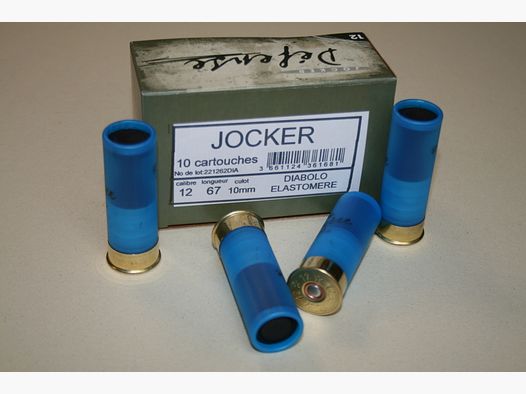 Cartouche à projectile Jocker diabolo Elastomère cal 12/67 mm Boite de 10