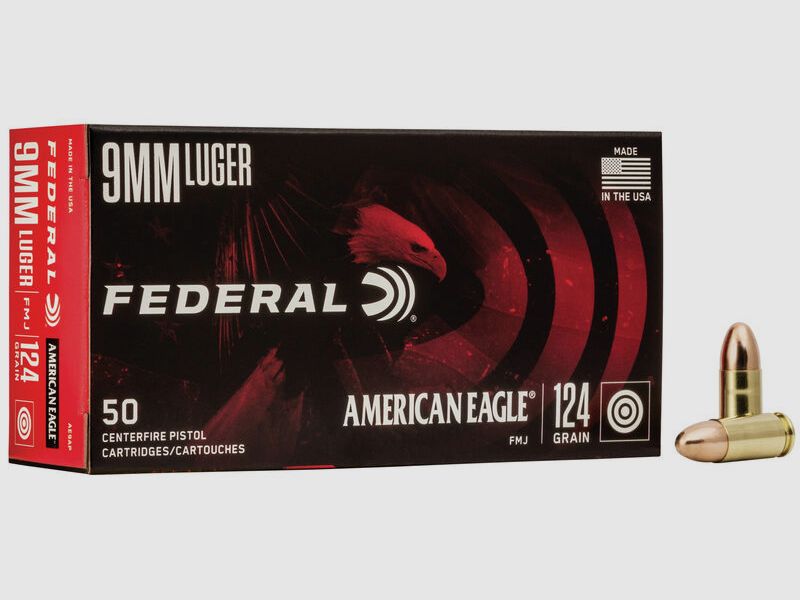 Federal American Eagle 9mm Luger 124GR FMJ 50 cartucce
