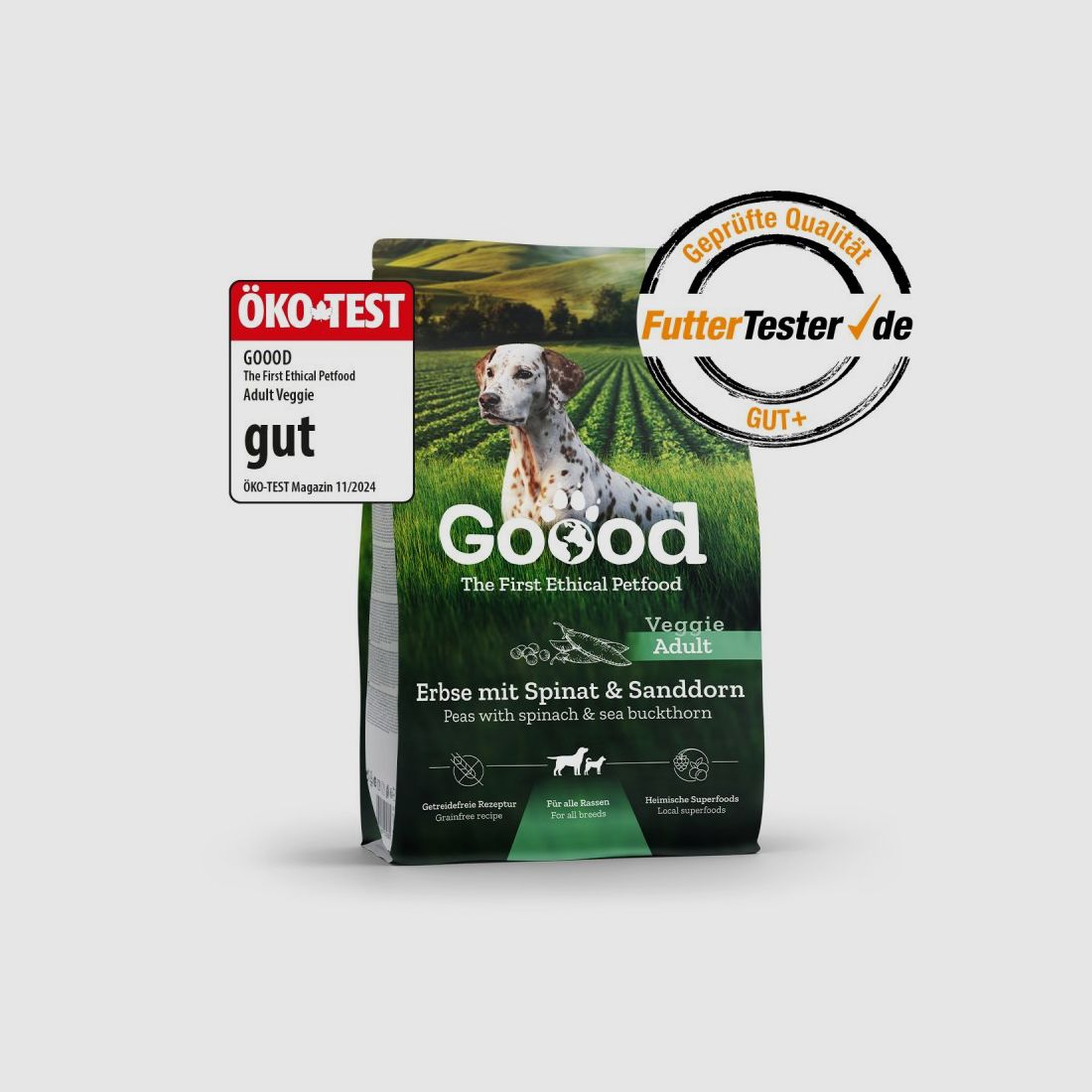 Goood Hundetrockenfutter Veggie-Erbse mit Spinat & Sanddorn 10 Kg