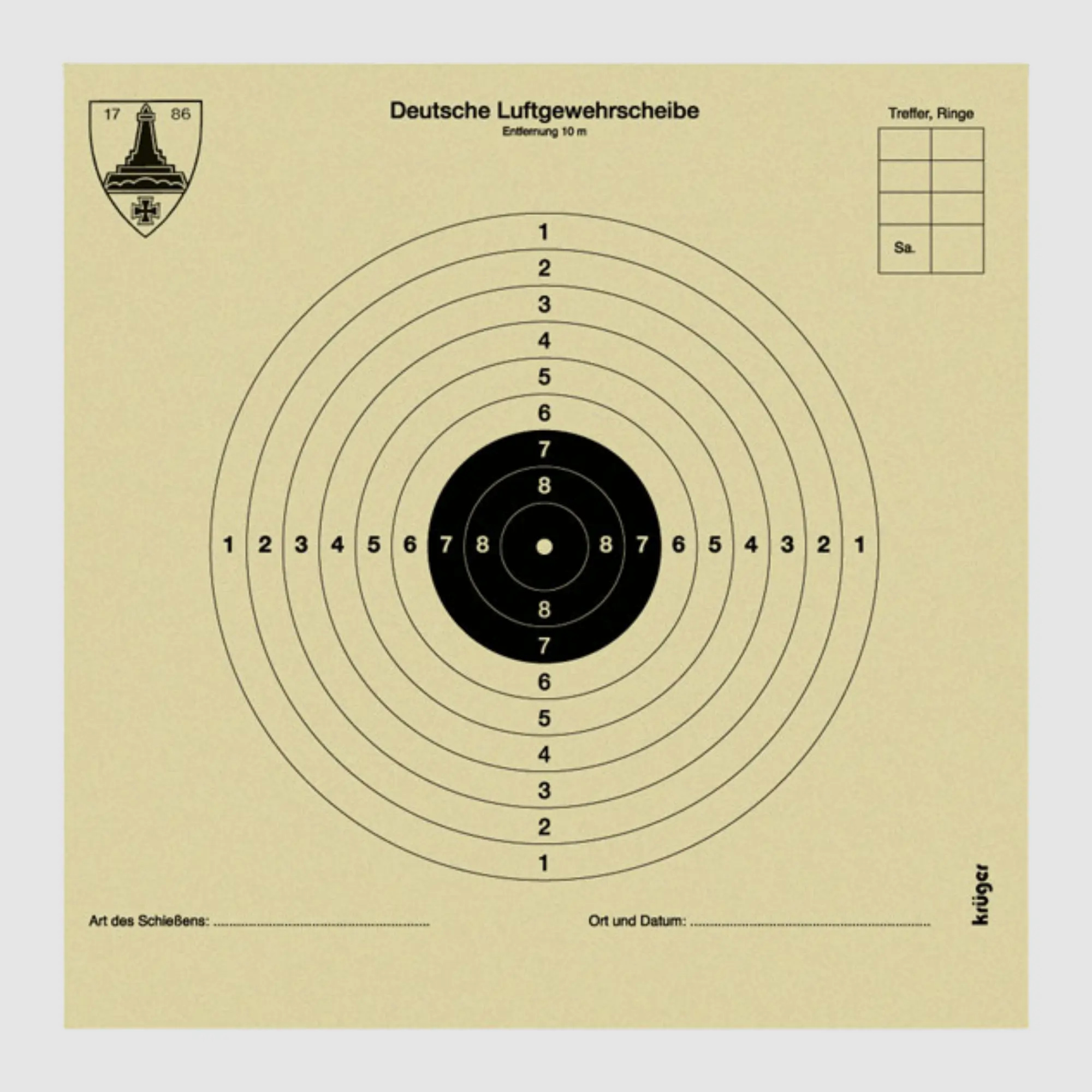 Zielscheibe für Luftgewehr "Kyffhäuser" 10 m | 12x12 cm (250 Stück)