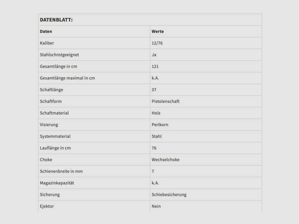 Forest Favorit Bockdoppelflinte 12/76 Stahlschrotbeschuss 76 cm Lauflänge 12/76