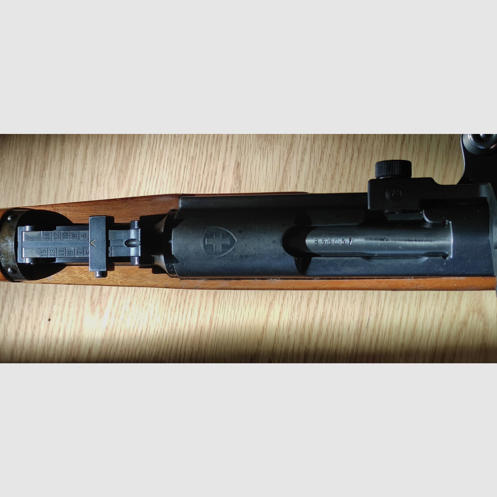 Geradezugrepetierer Ordonnanz Schweiz K31 mit Diopter 7,5x55 Swiss Schmidt Rubin, Bild 7 von 8