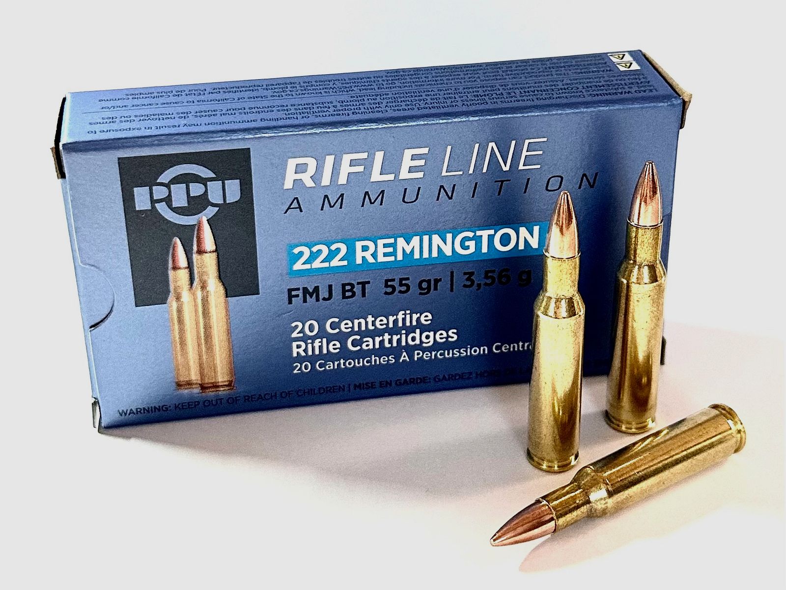 PPU cartridges .222 Rem. 3.56g 50grs FMJ BT 20 pieces