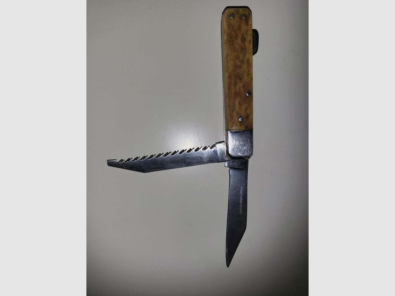 GML Leegebruch Jagdtaschenmesser – Handarbeit – Echtes Hirschhorn – DDR Rarität