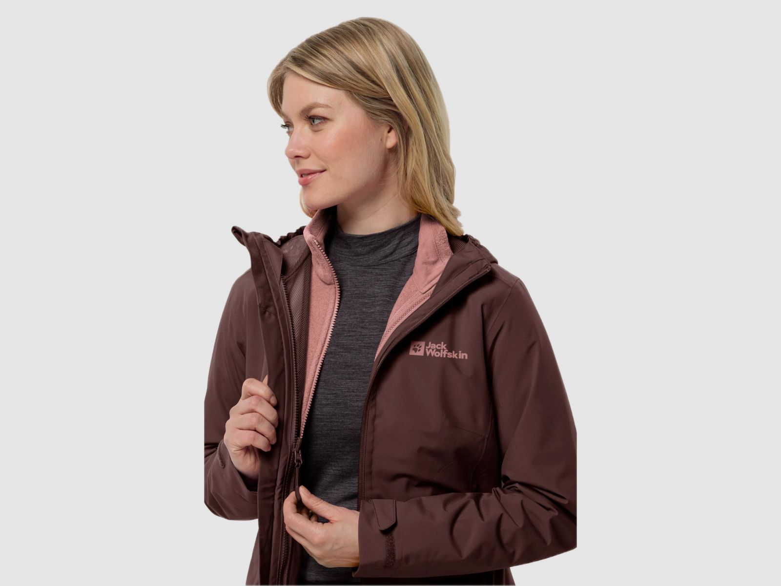 JACK WOLFSKIN Moonrise 3in1 Jas W Donker Maroon