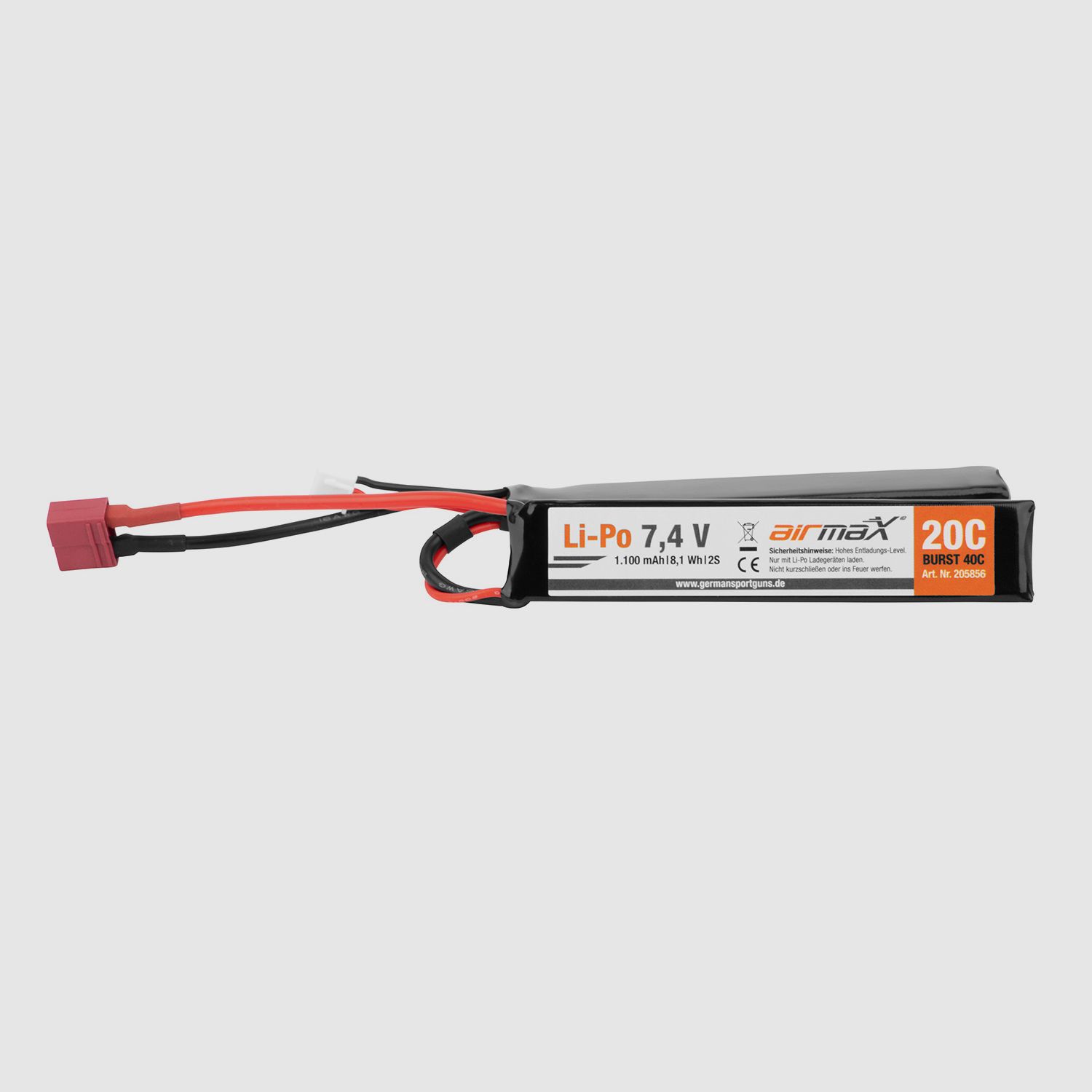 airmaX Akku Li-Po 7,4V | 1.100 mAh Dean Stecker - Airsoft