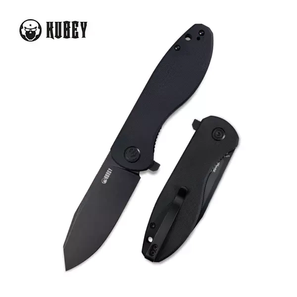 Folding knife Kubey Knife Master Chief Black G10, Blackwashed AUS-10 by Keanu Alfaro (KU358F)