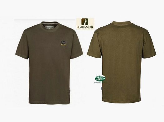 PERCUSSION T-shirt con cinghiale ricamato colore verde 1532B