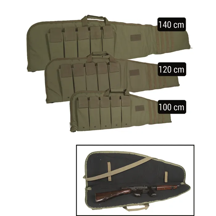 Étui de fusil / sac de fusil avec bandoulière, olive, 100 cm, avec dispositif de verrouillage