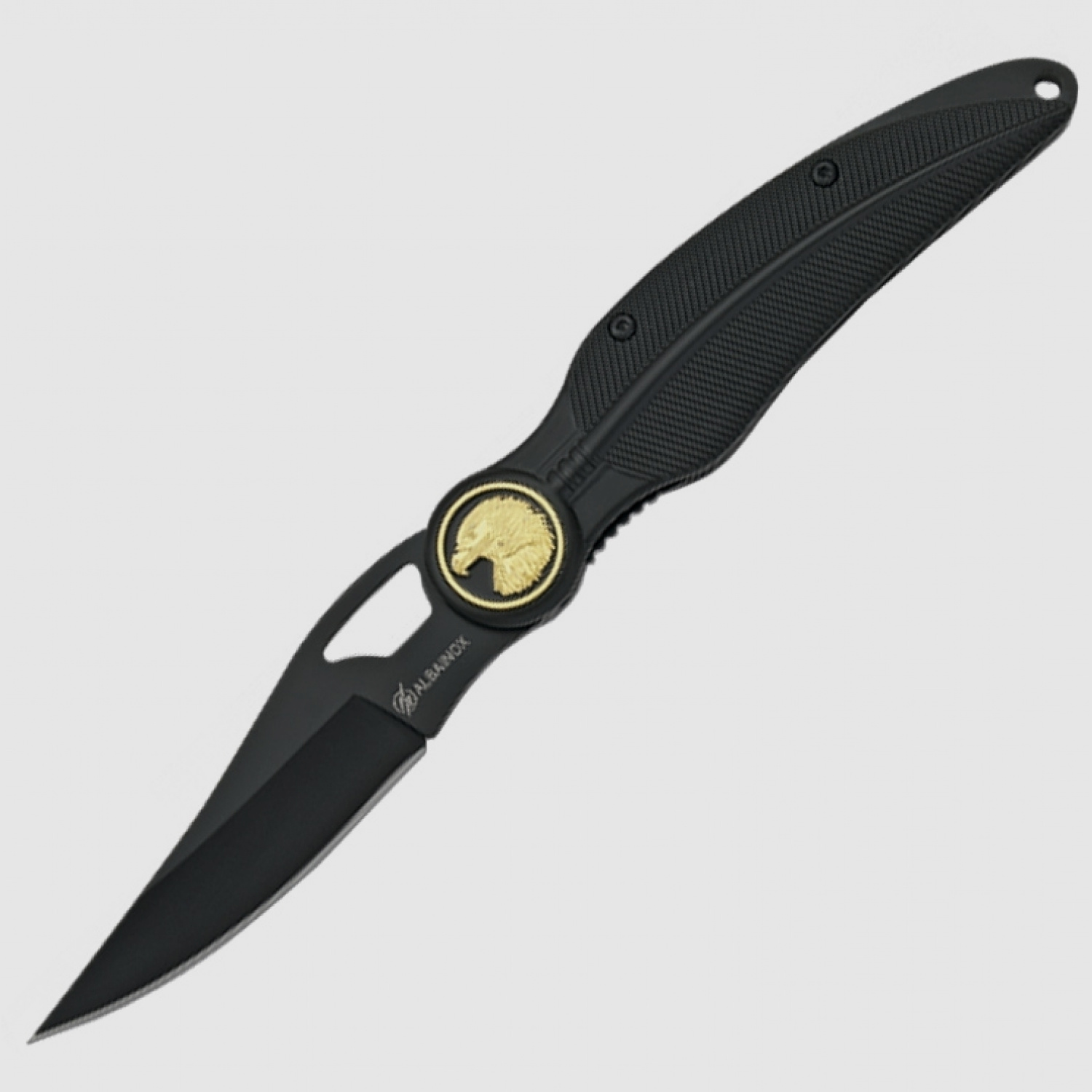 Coltello multiuso "piuma nera" con aquila e clip