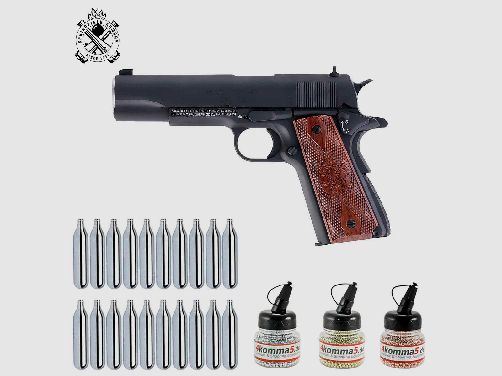 Superset Springfield 1911 Vollmetall 4,5 mm BB Blowback Co2-Pistole (P18)