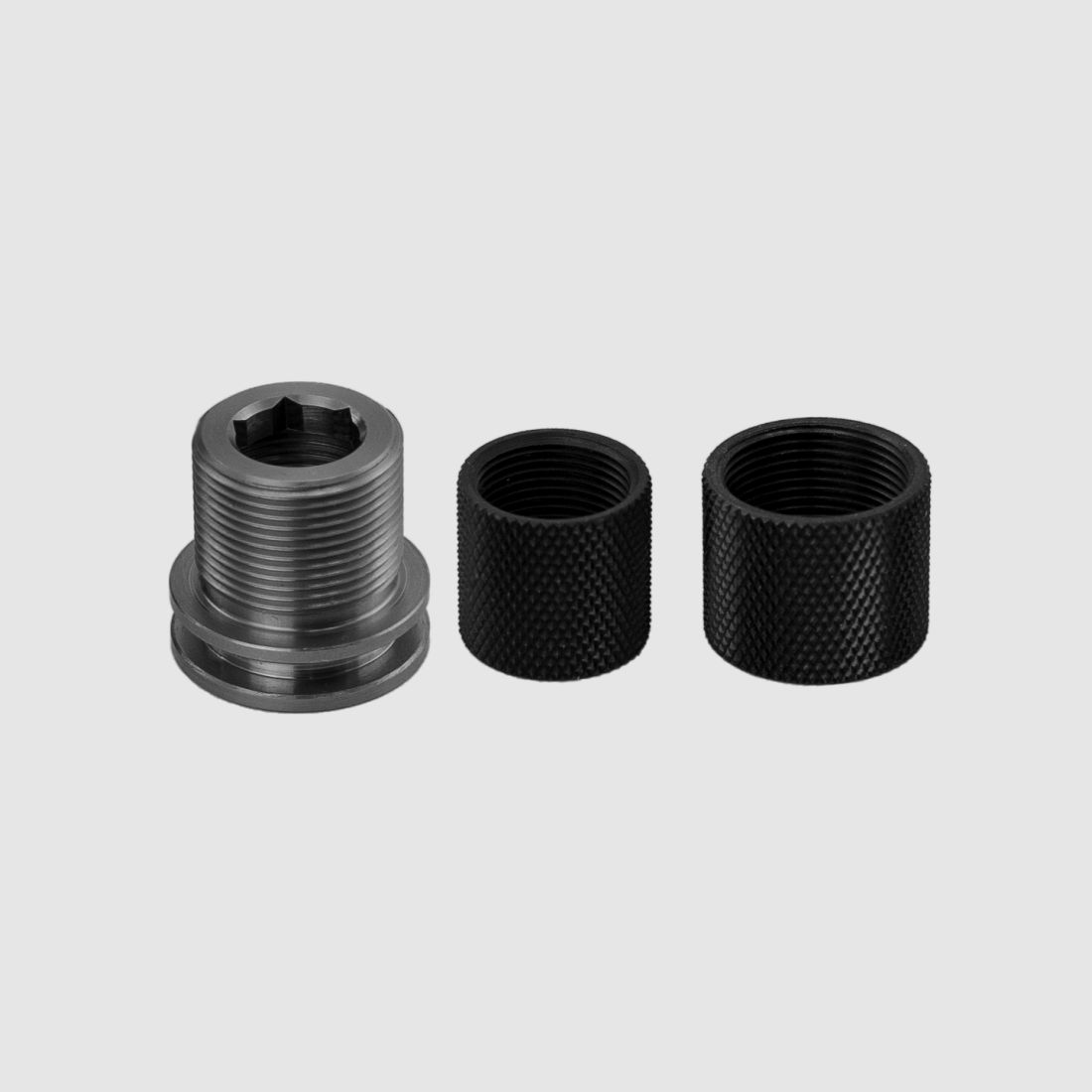 Schalldämpfer Adapter mit Inbuseinsatz. M12x1 bis M18x1. WHMG Edelstahl