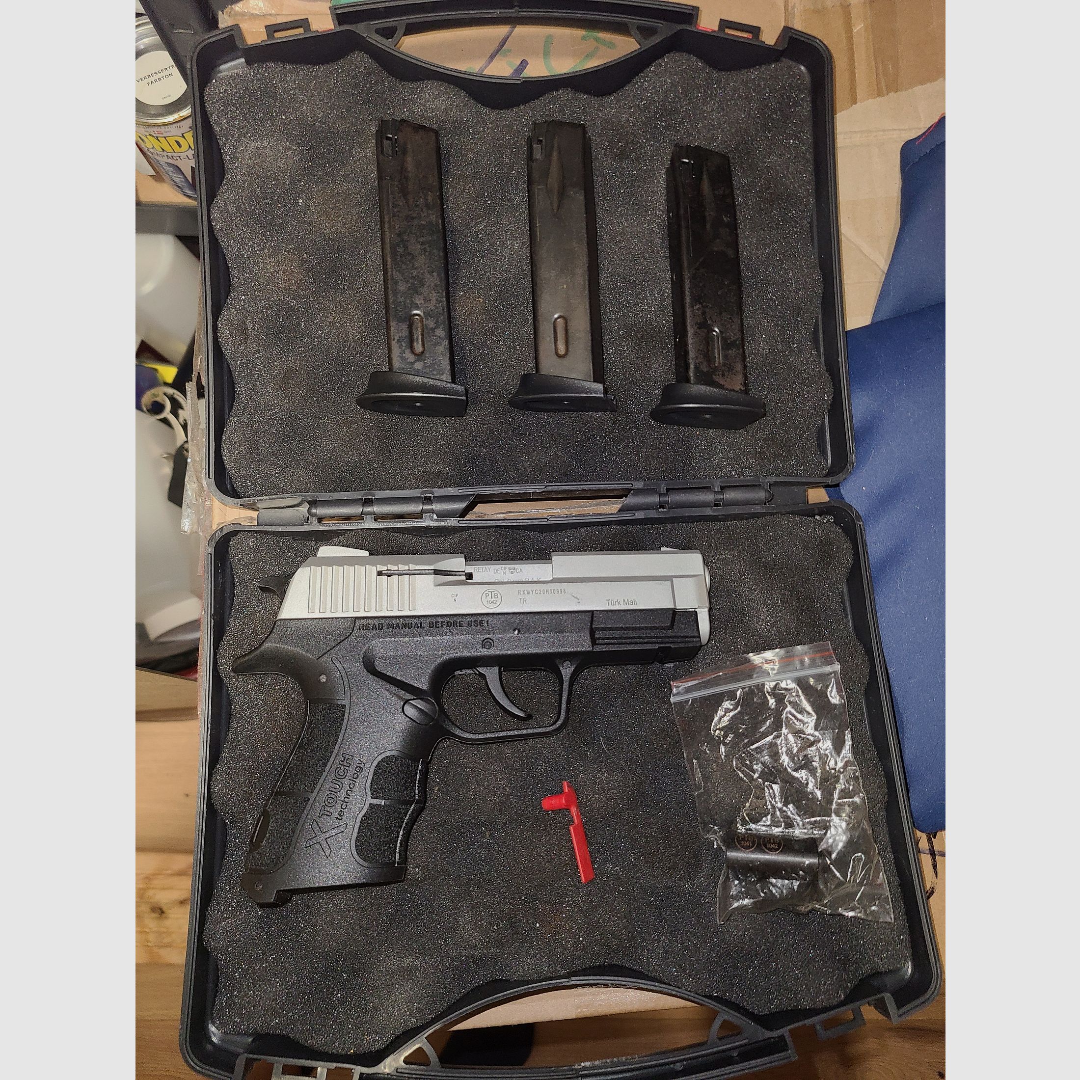 RETAY X TREME / VERCHROMT SILBER / mit Zubehör 3 MAGAZINE / mit OVP / cal. 9mm P.A.K. / PTB 1042 / SCHRECKSCHUSS GAS PISTOLE / SILVESTER / SELBSTVERTEIDIGUNG / NEUWERTIG