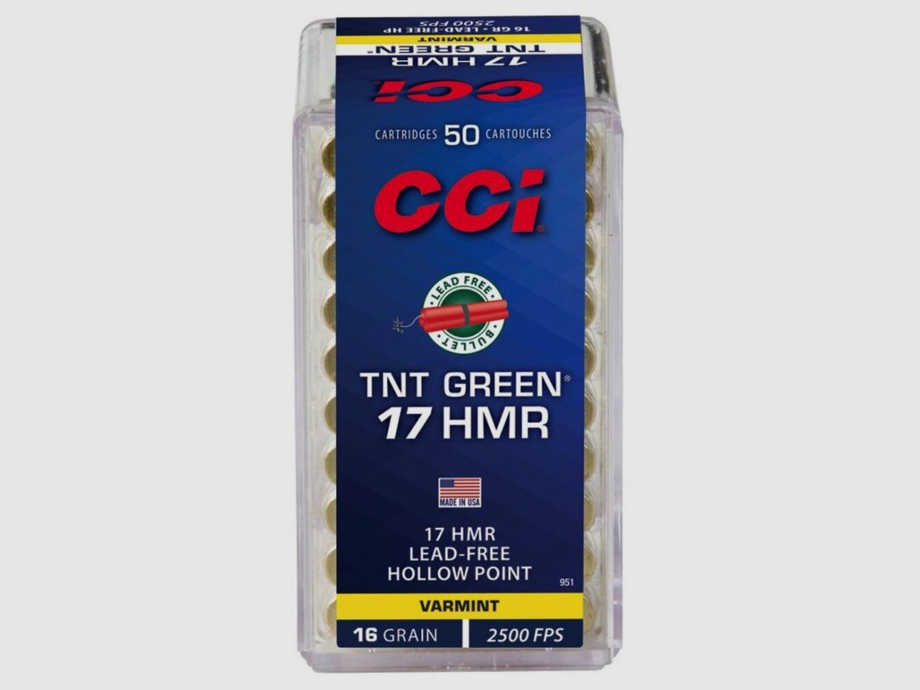 CCI TNT Green HP 16grs 50St .17HMR