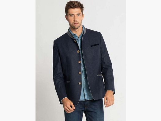 Veste traditionnelle Maximilian avec un dos lisse en bleu foncé