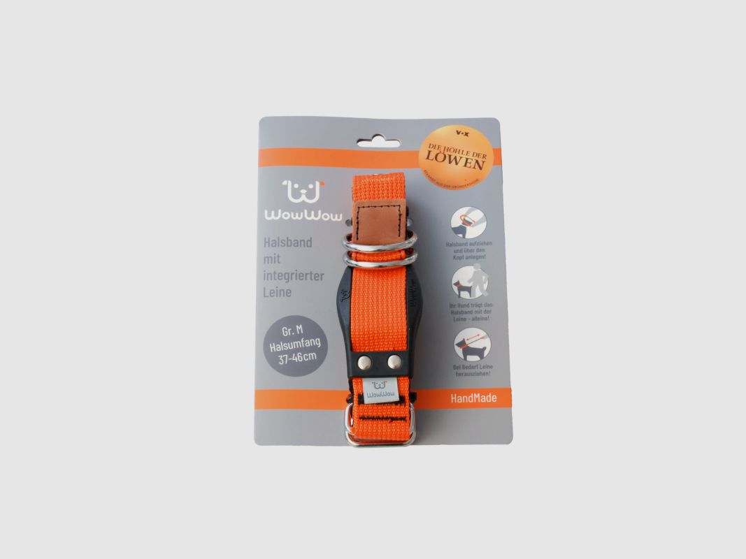 WowWow Hundehalsband mit integrierter Leine Orange