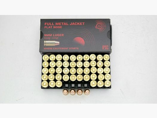 1000 Schuß Geco 154gr. Vollmantelflachkopf - 9mm Para 9mm Luger