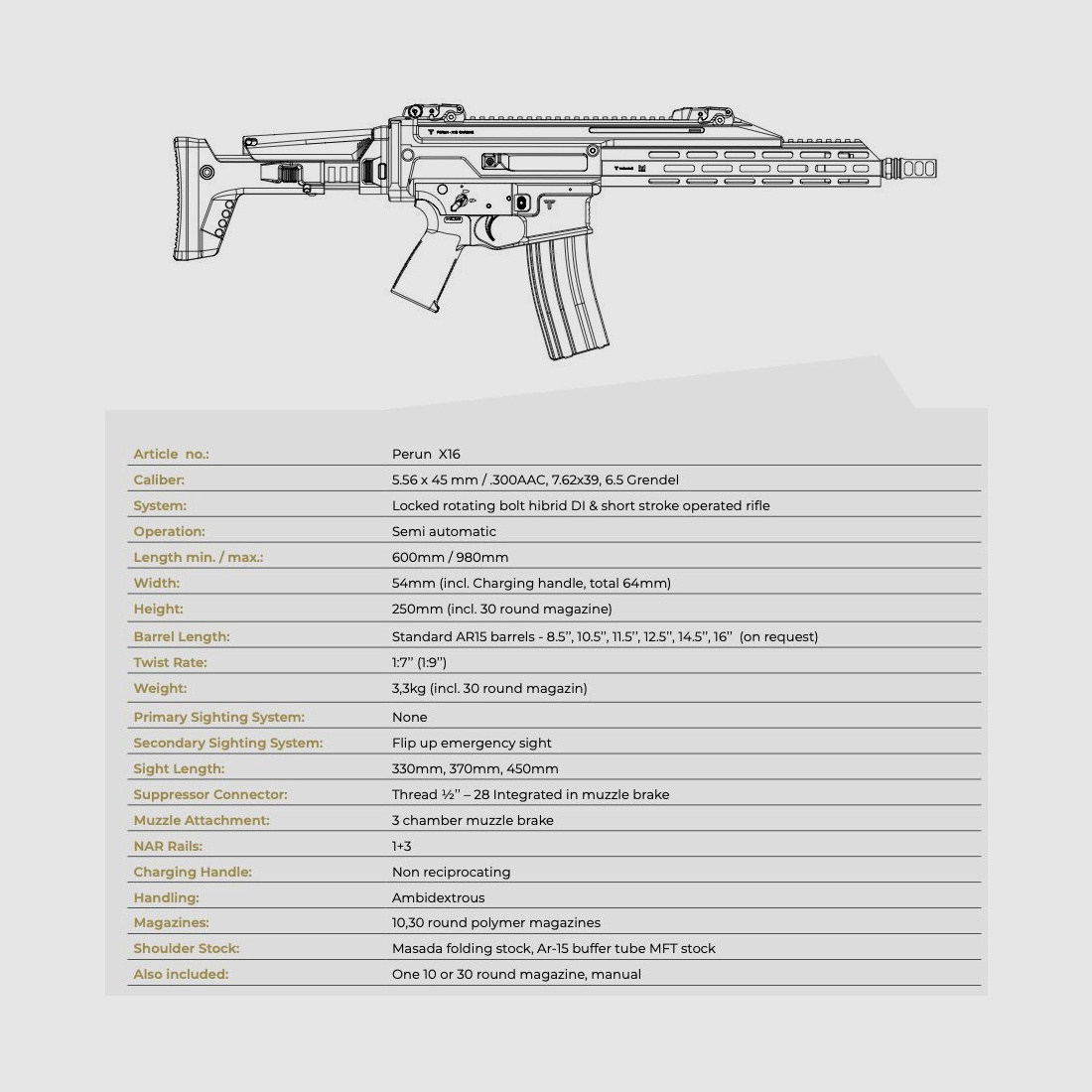 TINCK Arms d.o.o. PERUN X-16