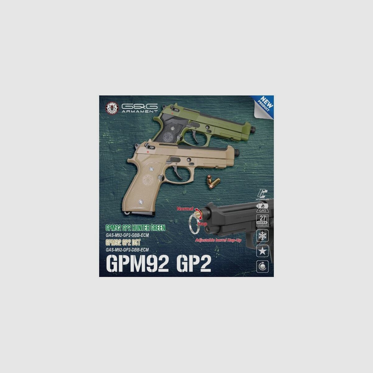 G&G GPM92 GP2 Vollmetall GBB in Desert Tan -F-