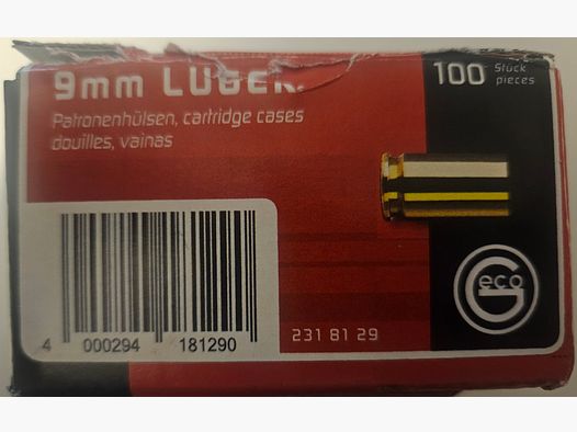 Geco douilles 9mm Luger 100 pièces