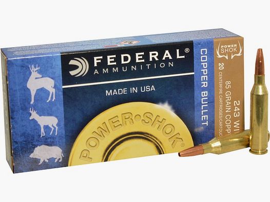Federal Power-Shok .243 Win. 85GR Copper HP 20 Patronen