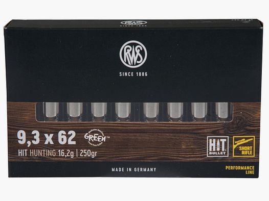 RWS Cartuchos de rifle Hit Short Rifle 9,3x62. 250 grains