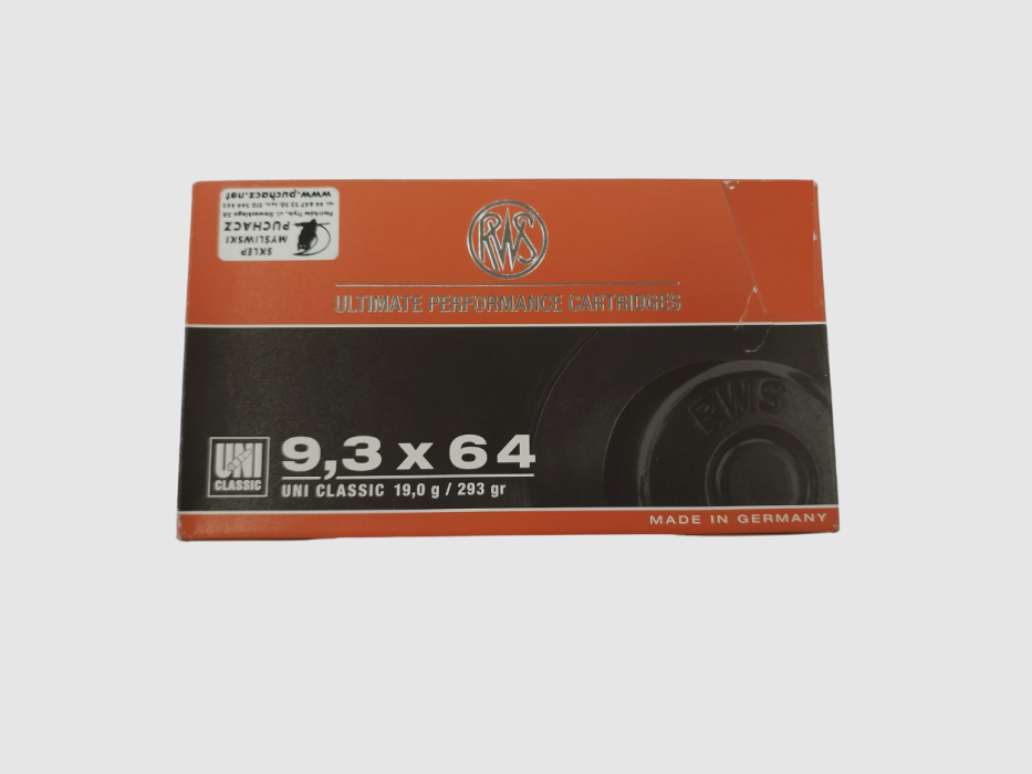 Munizioni RWS 9,3x64 UNI 19 g, immagine 1 di 3