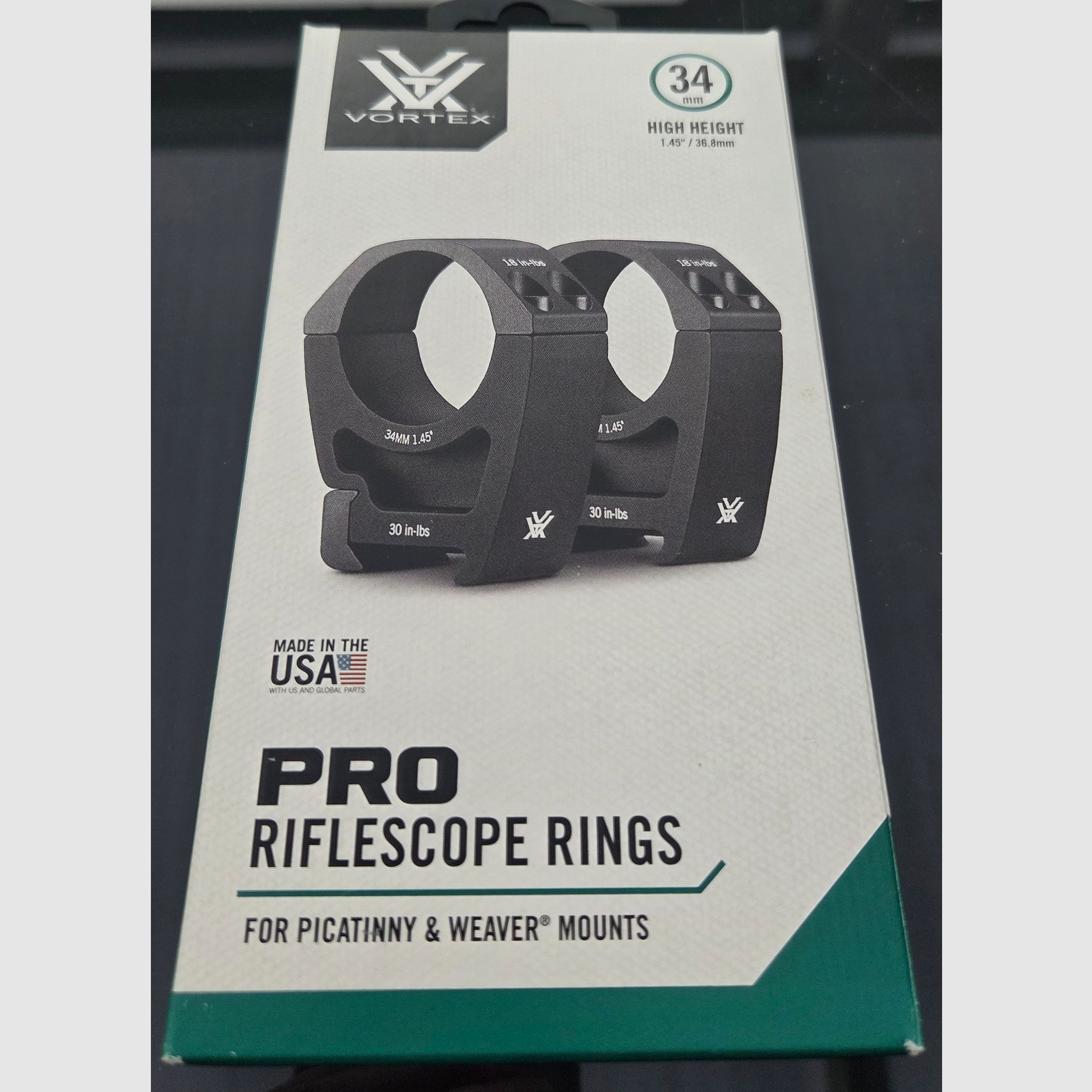 Montaje de visor 34 mm Vortex Pro Series anillas medianas Picatinny Weaver