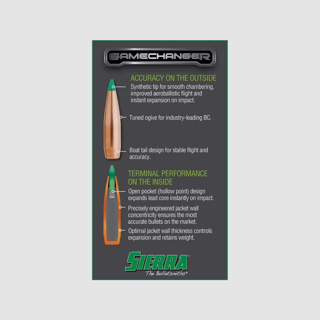 Balle Sierra .30/.308 165GR Tipped Game King / Game Changer 100 pièces, image 2 sur 2