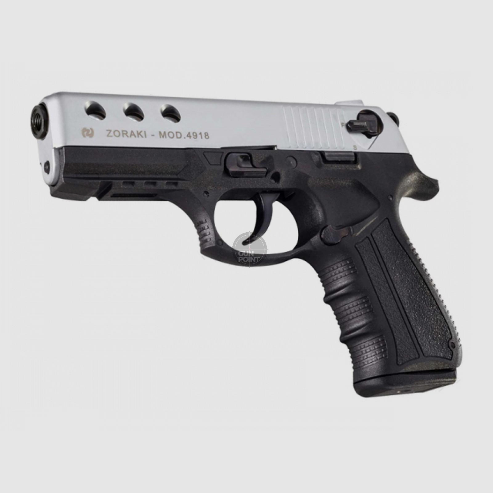 Schreckschuss - Gas Signal Pistole - Zoraki 4918 matt Chrom - 9 mm P.A.K