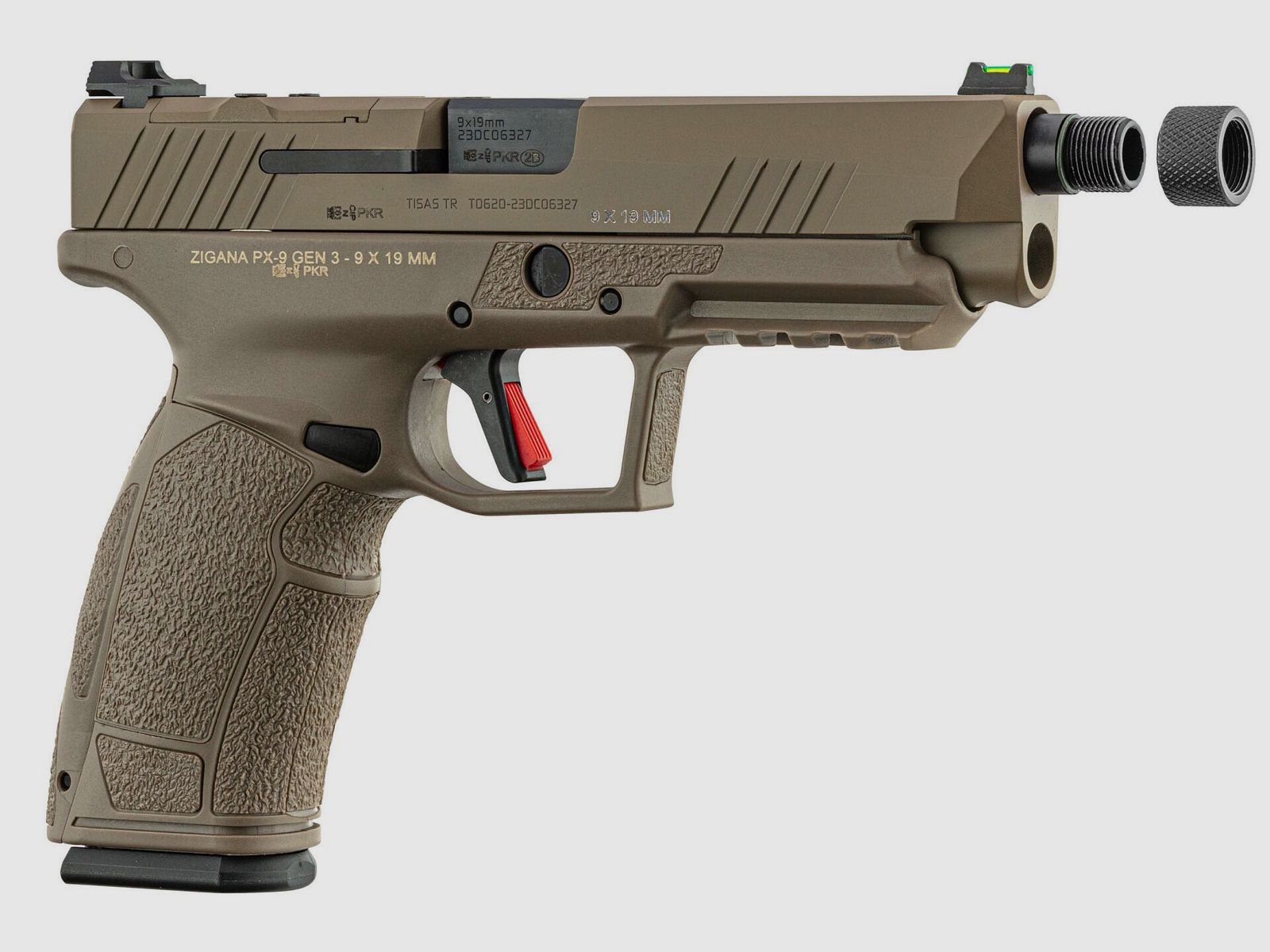 Pistolet TISAS PX-9 TACTICAL calibre 9×19 mm FDE Fileté, image 3 sur 10