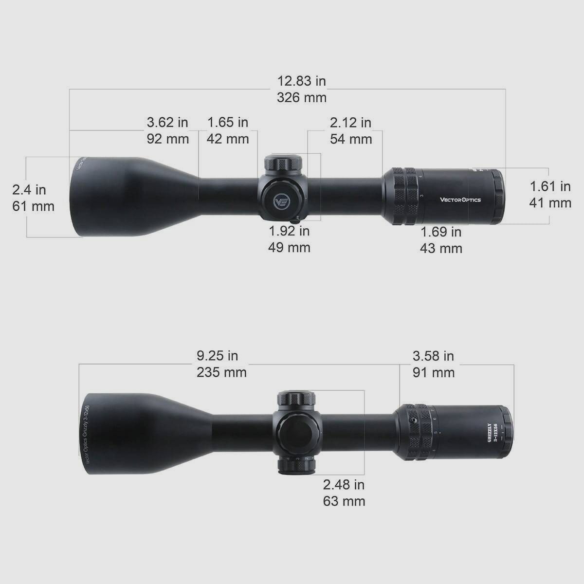 Cannocchiale da puntamento Vector Optics Grizzly 3-12×56 SFP, immagine 9 di 10