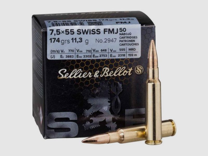 Sellier&Bellot – 7,5 X 55 SWISS FMJ – 174 GRS