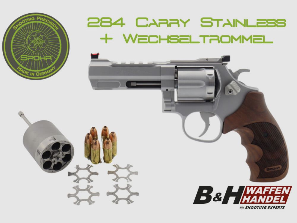 Spohr 284 Carry RVS 4 inch revolver met verwisselbare trommel