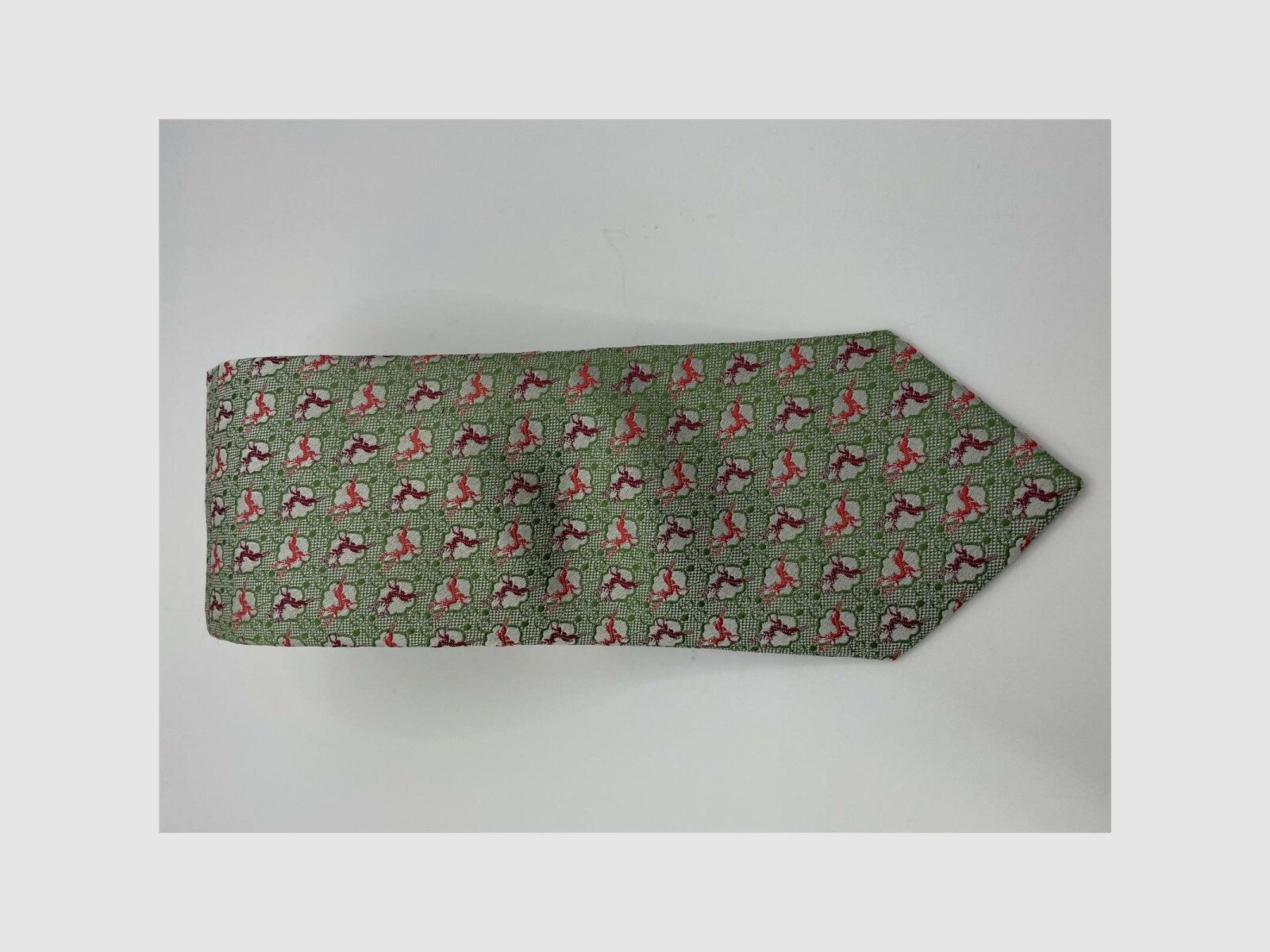 Krawatte grn und weie Punkte Motiv rosa und lila Hirsch