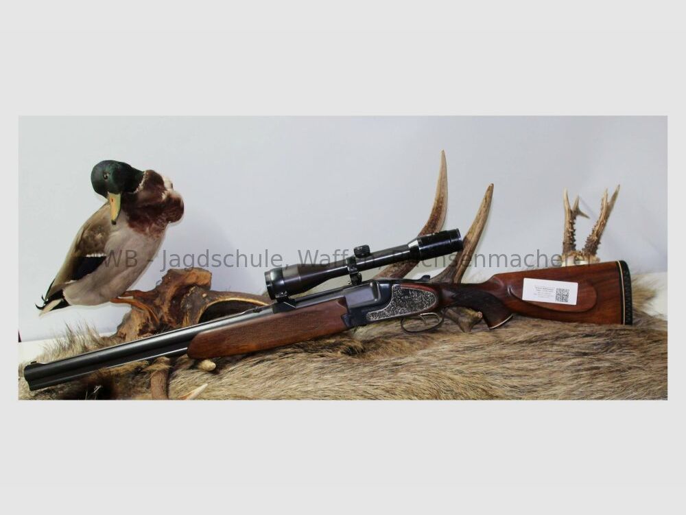 Brünner Super Bockbüchsflinte mit Wechsellauf und Schwenkmontage 12/70;7x57R