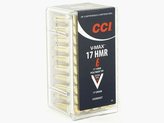 CCI V-Max .17 HMR 17GR Polymer Tip 50 cartouches