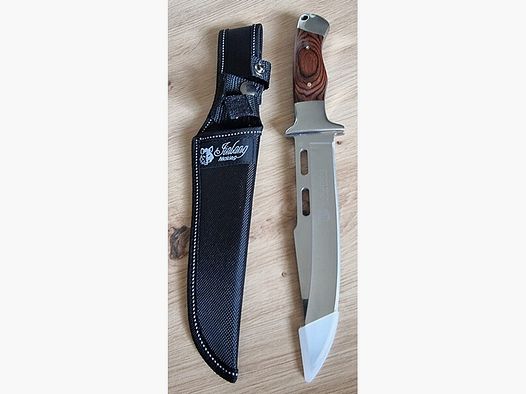 Edles Sammlermesser,spiegelblank poliert, Columbia Jagdmesser mit Messerscheide